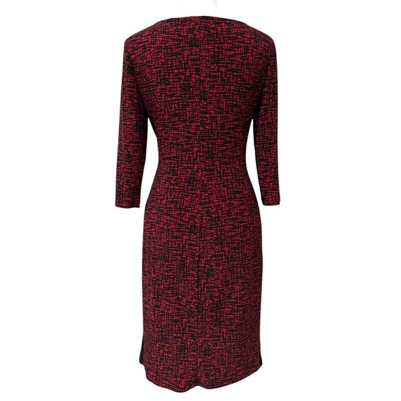 Lauren Ralph Lauren Dress Black White Floral Stretch Knit V-Neck Ruched  Size 4 - Picture 6 of 10